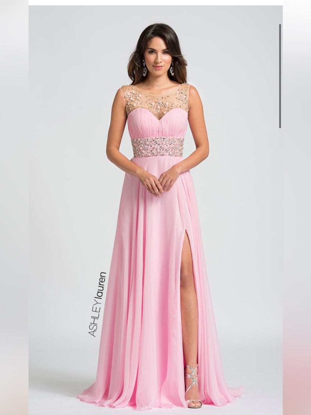 Ashley Lauren 1064 Pink Chiffon Formal Gown